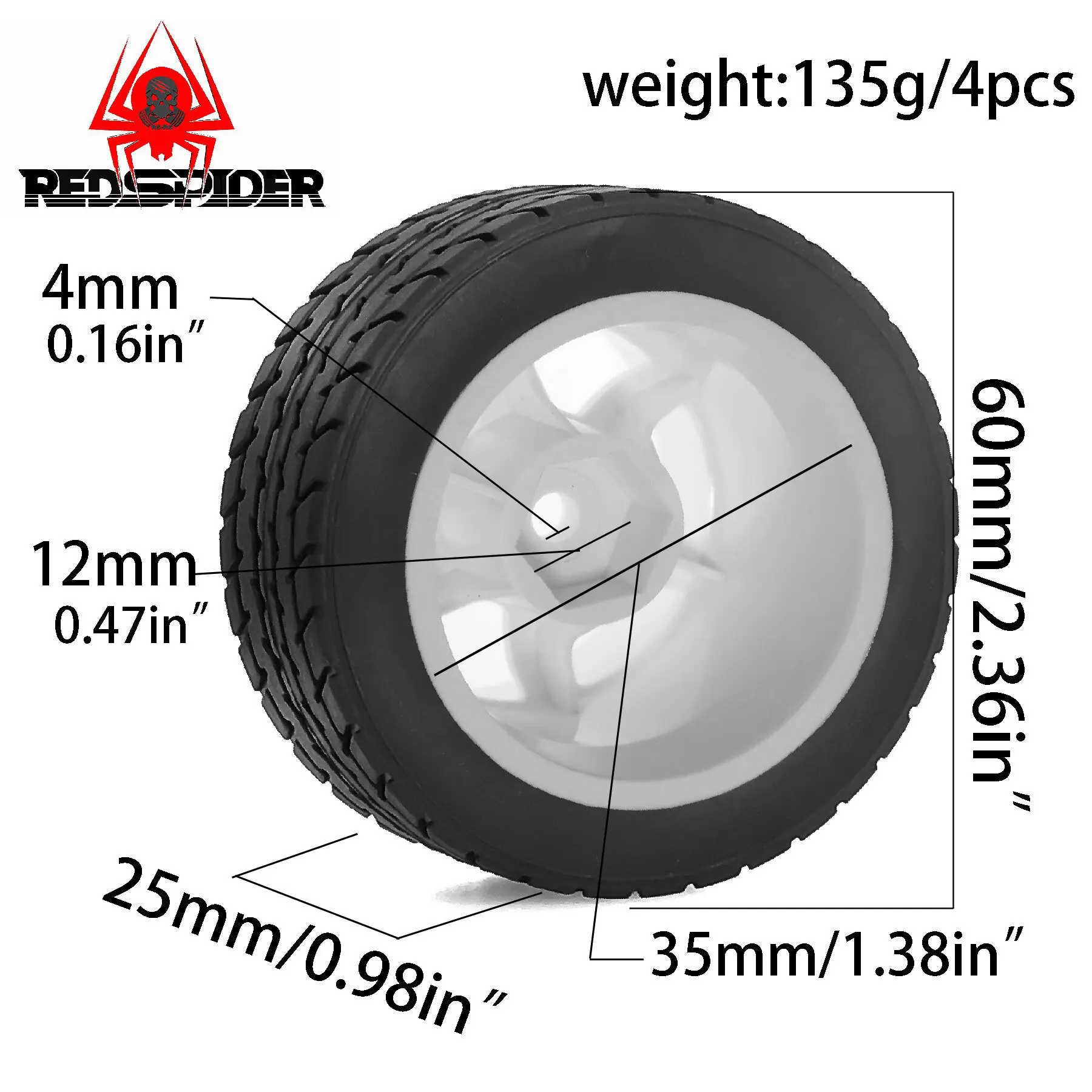4 pz 60mm Ruota di Plastica Gomma Pneumatico Ruota Pneumatico Per RC Auto TAMIAY M03 M04 M05 MB01 MF01 XM01 SW01 T301