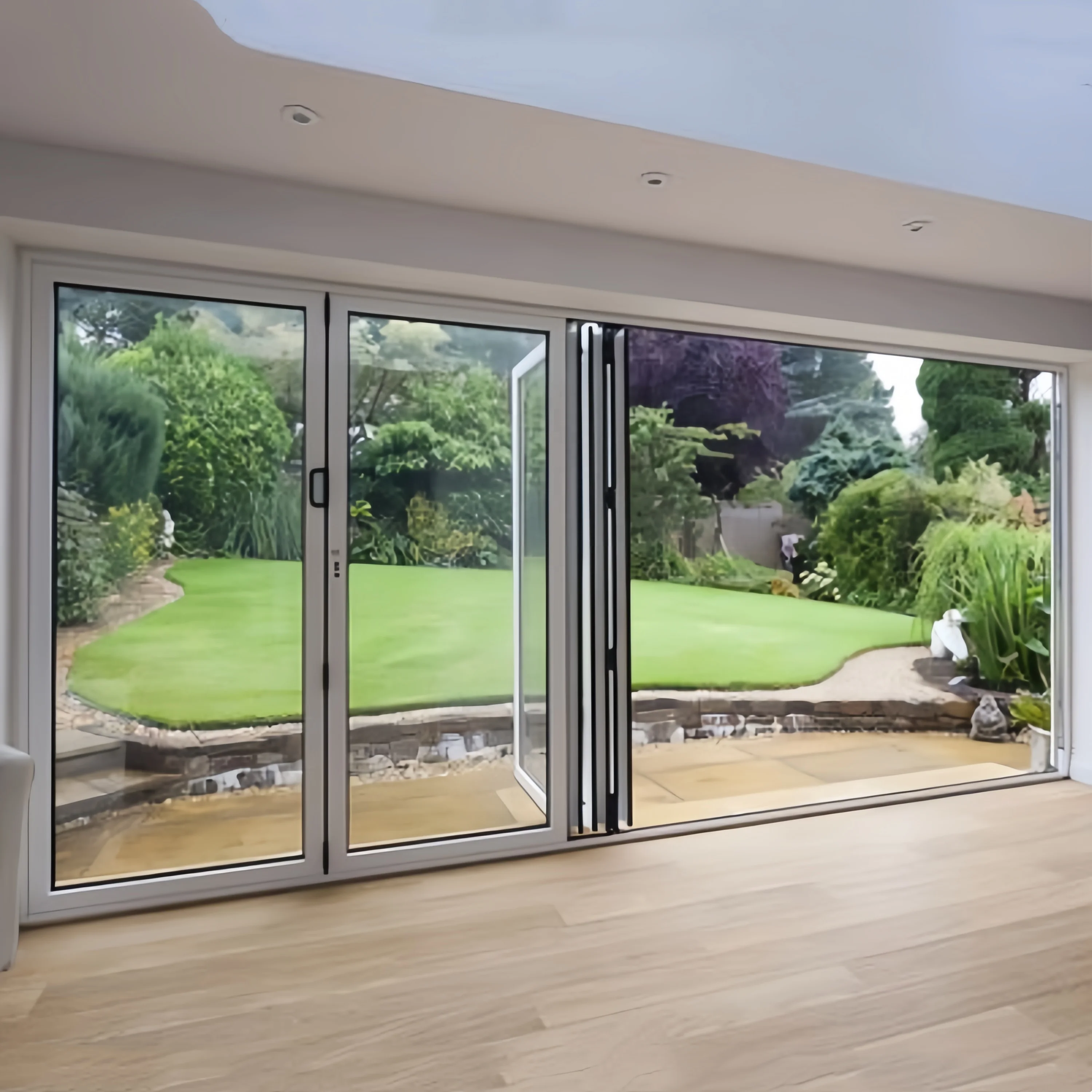

Customized Balcony Sliding Folding Doors with Blinds Aluminum Profile Bulletproof Energy Efficient Laminated Glass Folding Door