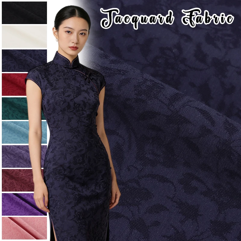 

Jacquard Chinese Fabric for Cheongsam Dress Making - Traditional Brocade Material for Skirt DIY Sewing Elegant Floral Pattern