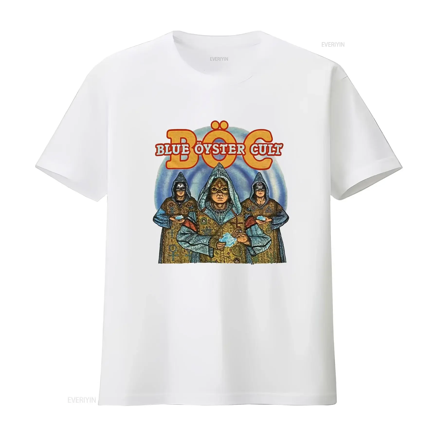 تي شيرت أزرق أويستر عبادة باند قطن أبيض جميع المقاسات تي شيرت عتيق مغسول أنيق للارتداء اليومي ملابس الشارع الشهير أوم قابلة للتنفس #4