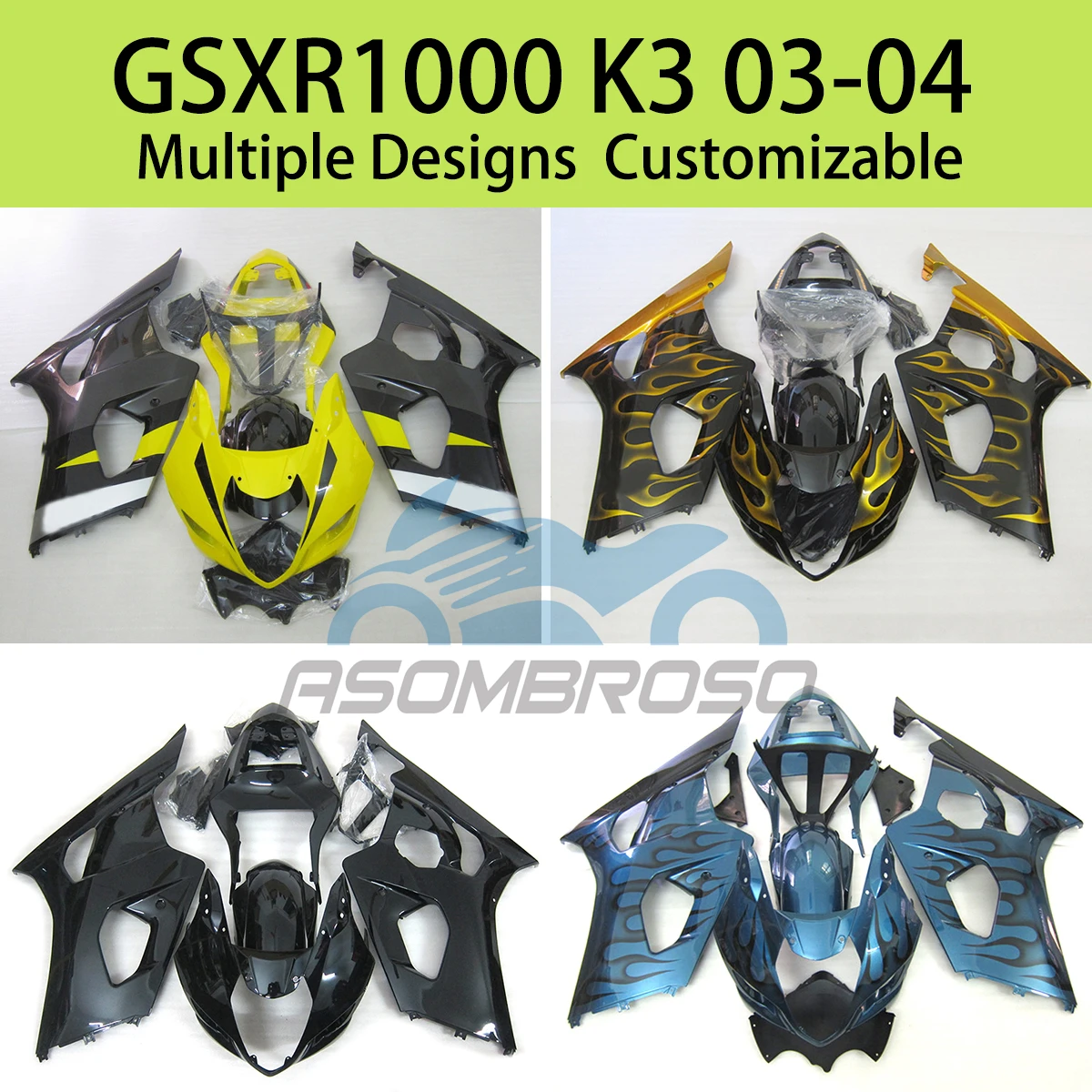 

Комплект обтекателей для велосипеда Trail для SUZUKI GSXR1000 K3 03 04, аксессуары для мотоциклов, обтекатели для литья под давлением GSXR 1000 2003 2004