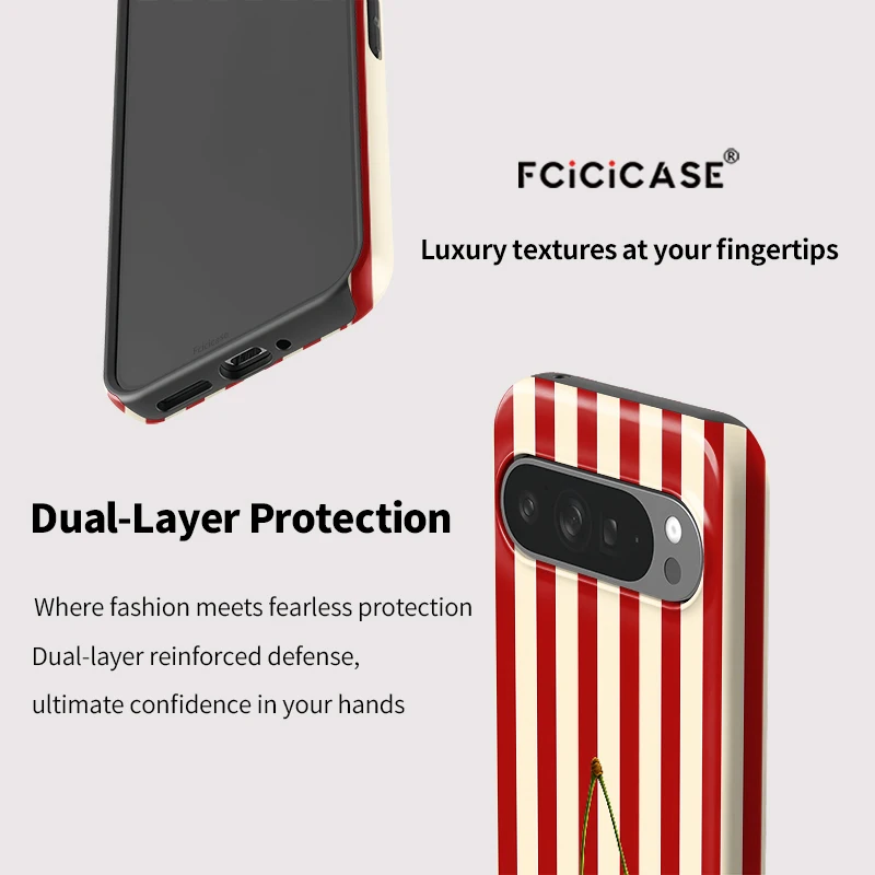 Fcicicase Cherry Stripe Pattern Phone Case For Google Pixel 10A 9 10 Pro 9 10 Pro XL 8 8A 7A Shockproof Matte Acrylic Cover view 5