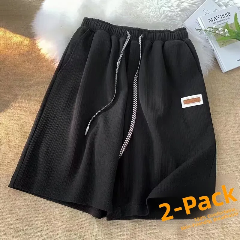 Summer Ice Silk Casual Thin Short Pants Women Cool Five-Point Quick-Drying Mid-Pants Straight Leg Pocket Detail Natural Waist