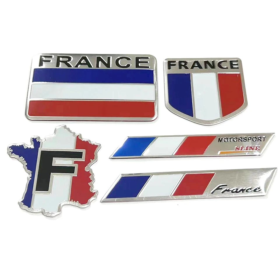 

Эмблема автомобиля с картой французского флага - 3D алюминиевый металлический значок щита для Peugeot Citroen Renault, патриотическая французская боковая наклейка на крыло CB-5