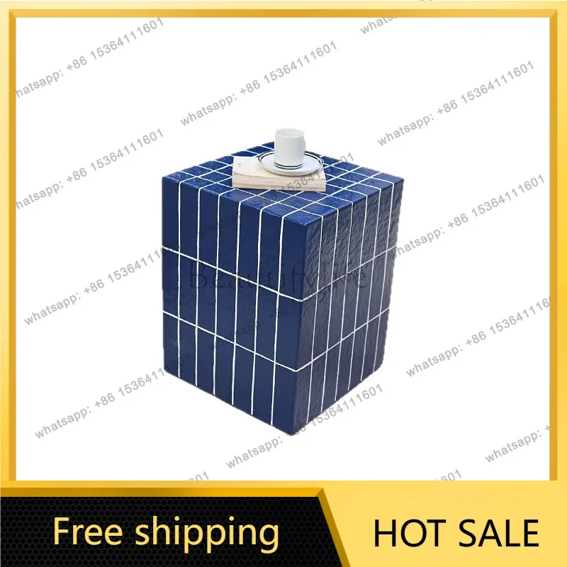 Zj. Royal blue glazed texture Korean side square Nordic few homestay cafe