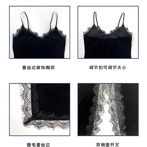 여성용 섹시한 딥 V 잠옷, 롱 슬립 잠옷, 벨벳 레이스, 매혹적인 백리스 홈웨어 