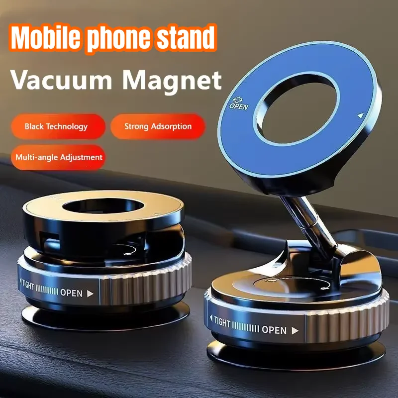 Strong Magnetic Phone Holder Foldable Design 360° Adjustable Vacuum Car Mount For Cell Phone For iphone Live Streaming