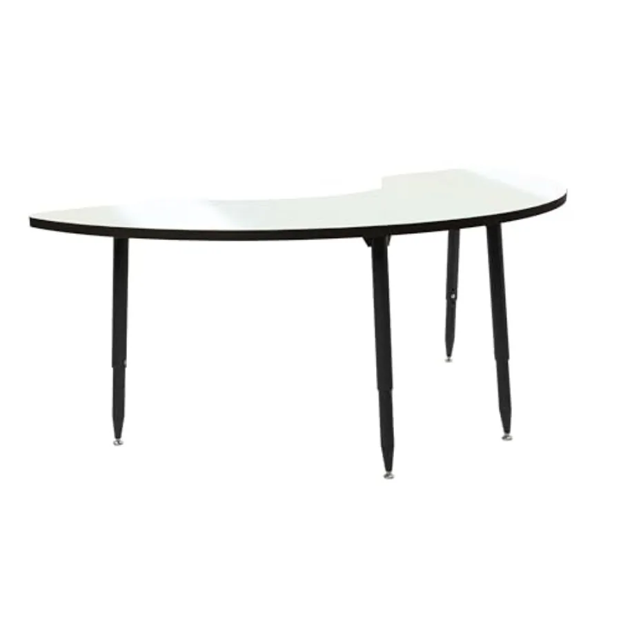 

Adapte Commercial Dry-Erase Classroom Activity Table - 36" x 72" Half Moon Whiteboard, ADA Compliant Tapered Legs, Glides and C