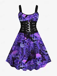 New Summer Women's Hawaii Dresses Rose Skull Bird Buckles Grommets 3D Print Spring Summer Daily Casual Cami Tank Dress