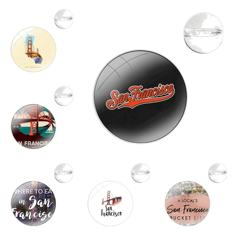 Pins Badge Metal Brooches For Clothes Backpack Decoration gift San Francisco Landscape