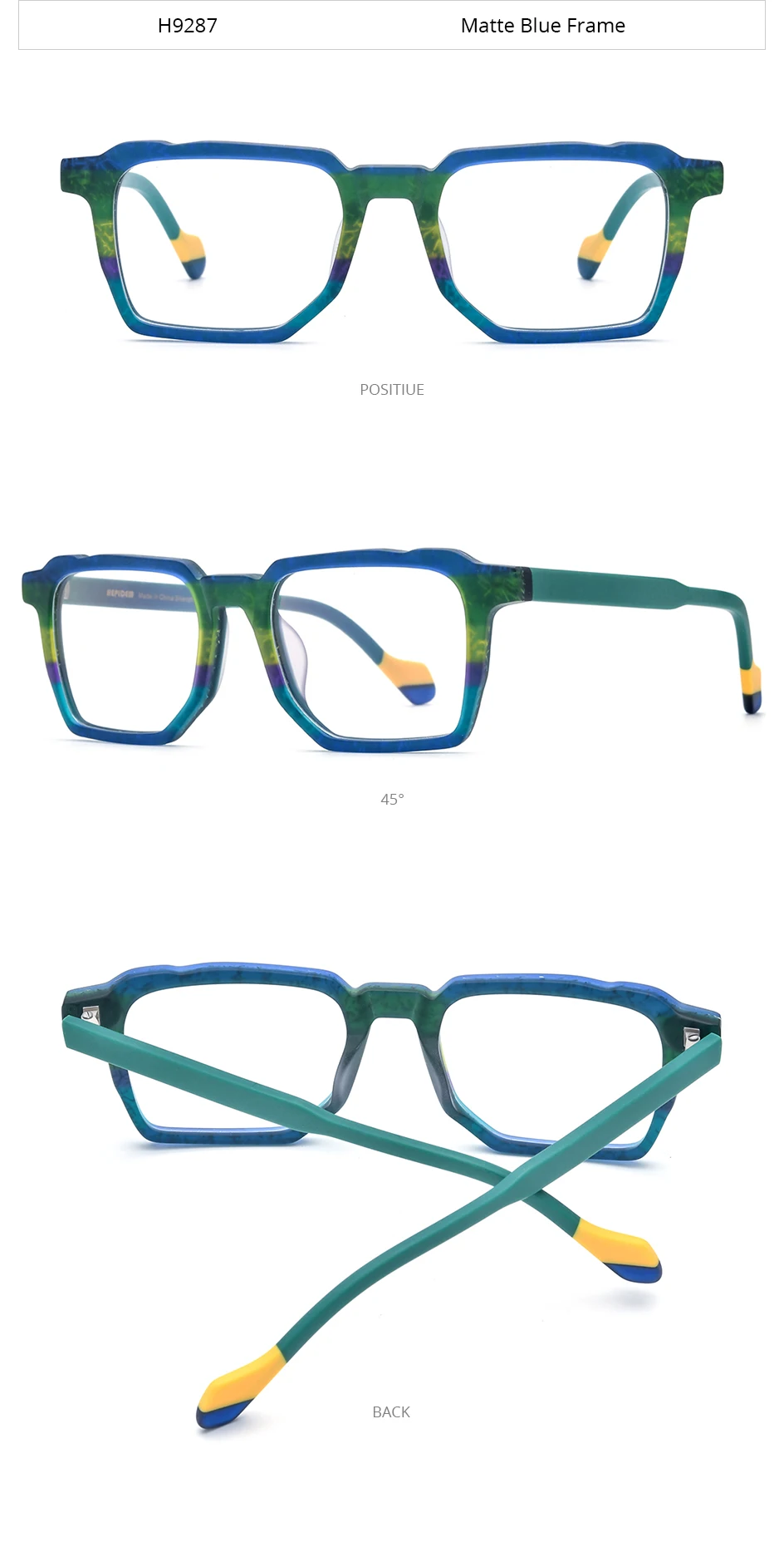 HEPIDEM Multi-Acetat-Brillengestell, Herren- und Damenmodell, Markendesign, quadratische Brille, japanische Handarbeit, Johnny Depp-Brille, 9269 – Detail 9