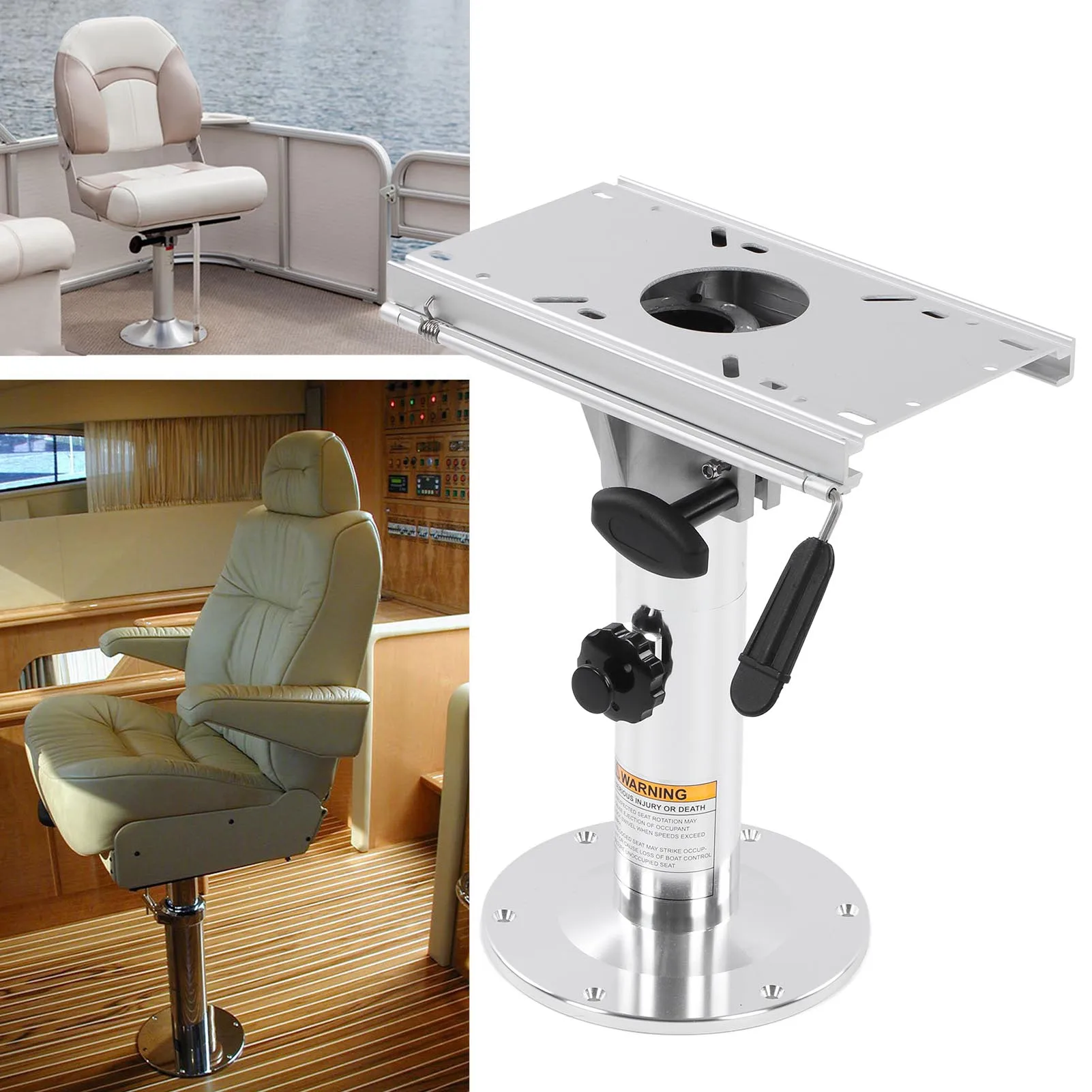 Seat Pedestal 330‑480mm Height Adjustable 360 Degree Swivel Lockable with Slide Rail for Boat Vehicle Adjustable Seat Pedestal