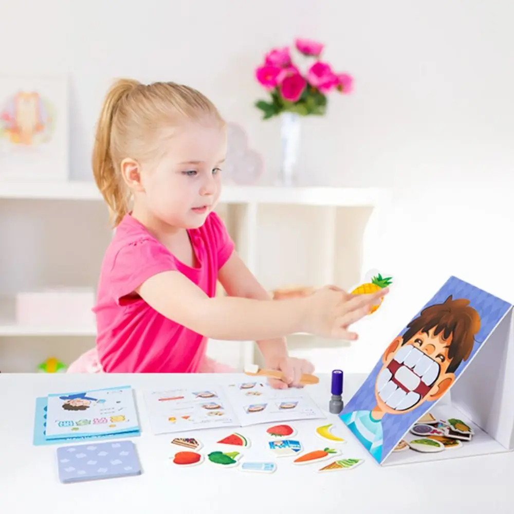 

Paper Simulation Brushing Teeth Game Counting Logical Thinking Montessori Parish Toy with Toothbrush Fine Motor