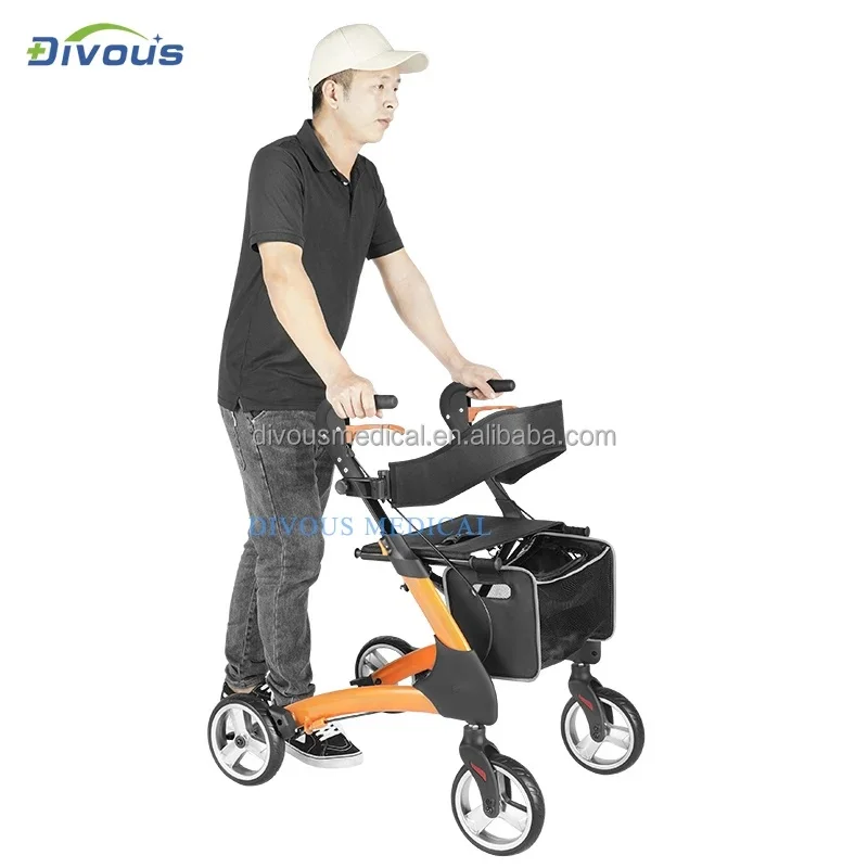 Aluminum Outdoor Rollator Wer All Terrain Wer Rollator With Rubber Wheels Quick Folding Rollator