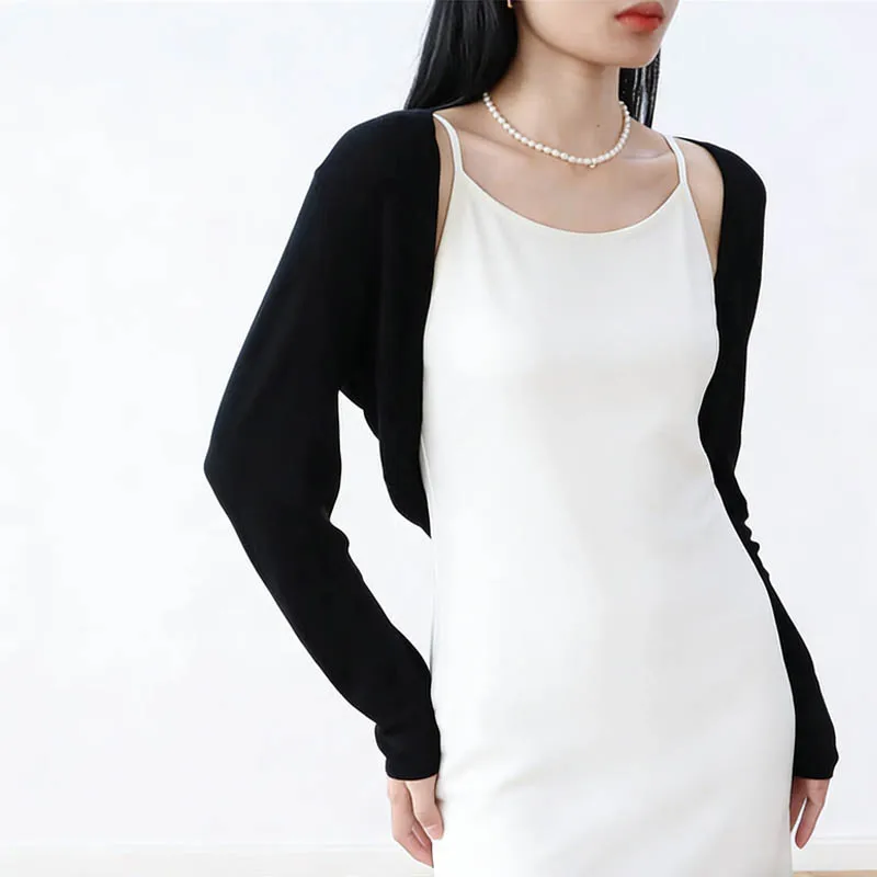 

Летний тонкий кардиган из ледяного шелка для женщин, укороченный топ-накидка с открытым передом для платья, повседневной носки, пляжа, офиса, отпуска