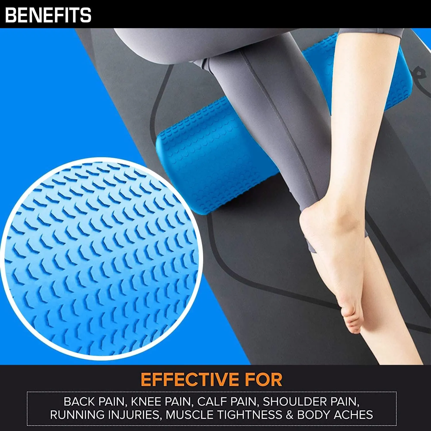 Yoga Foam Roller 30/45CM High-density EVA Muscle Roller Column Self Massage Tool for Pilates Yoga Fitness Gym Equipment