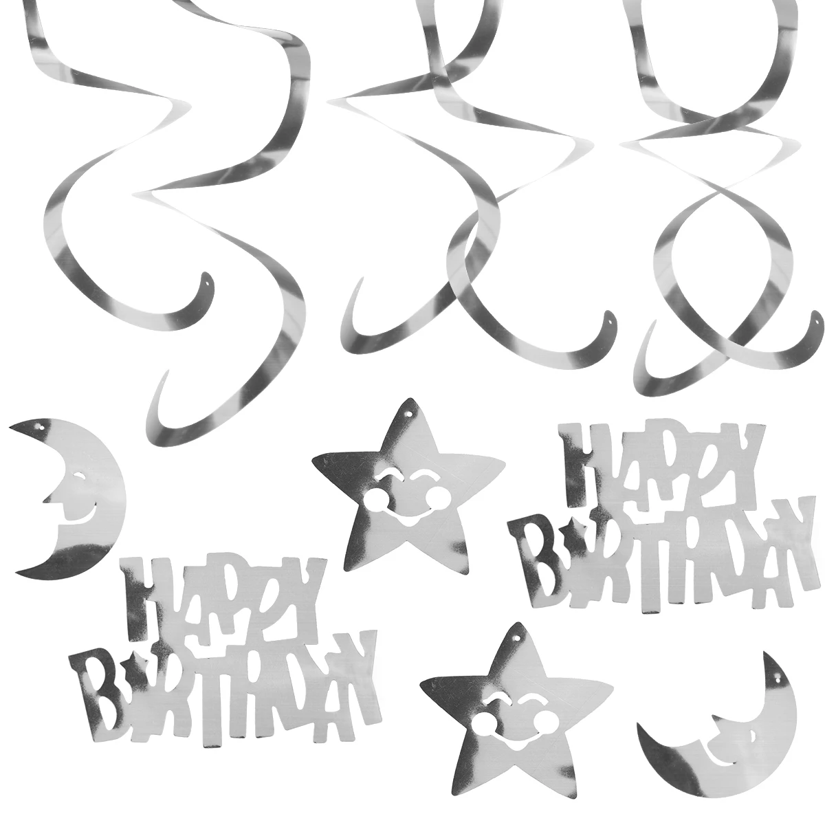 

6pcs Spiral Charm Birthday Swirl Hanging nament Silver Color Long Lasting Pendents Hole Decorations Moon