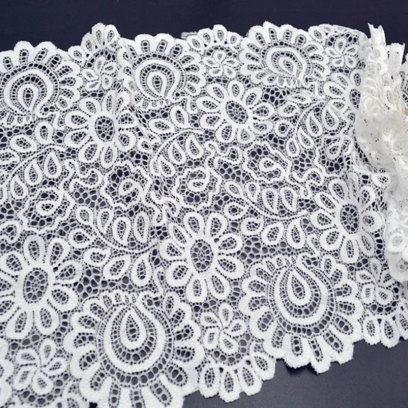 3 Yards 22cm schwarz weiß Spitzens toff DIY Handwerk Nähen Zubehör Dekoration Zubehör für Kleidungs stücke elastische Spitzen besatz