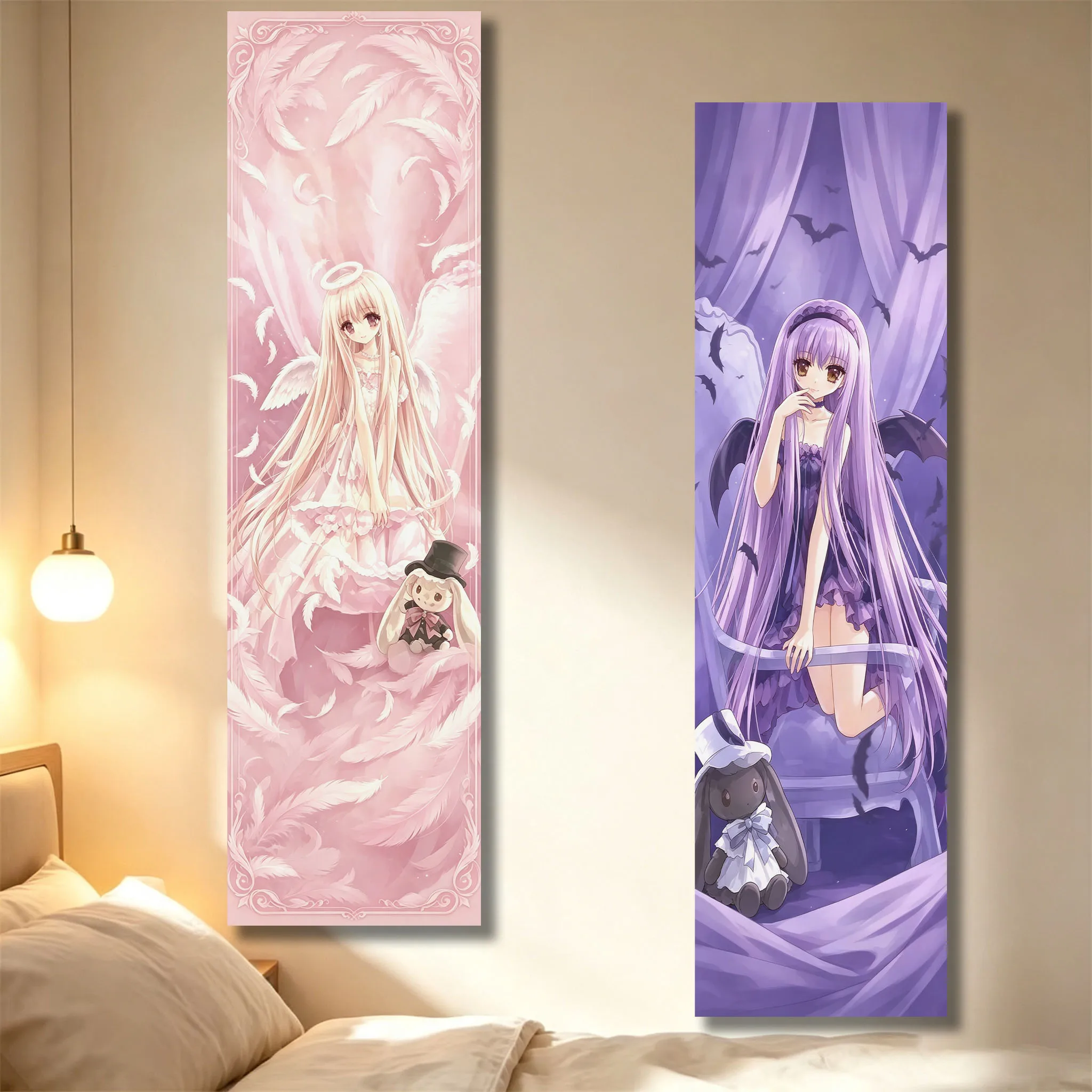 Pink Angel Anime Tapestry Soft and Cute Egirl Fashionable Tapestry Cute Girl Long Tapestry Suitable For Bedroom House Wall Decor