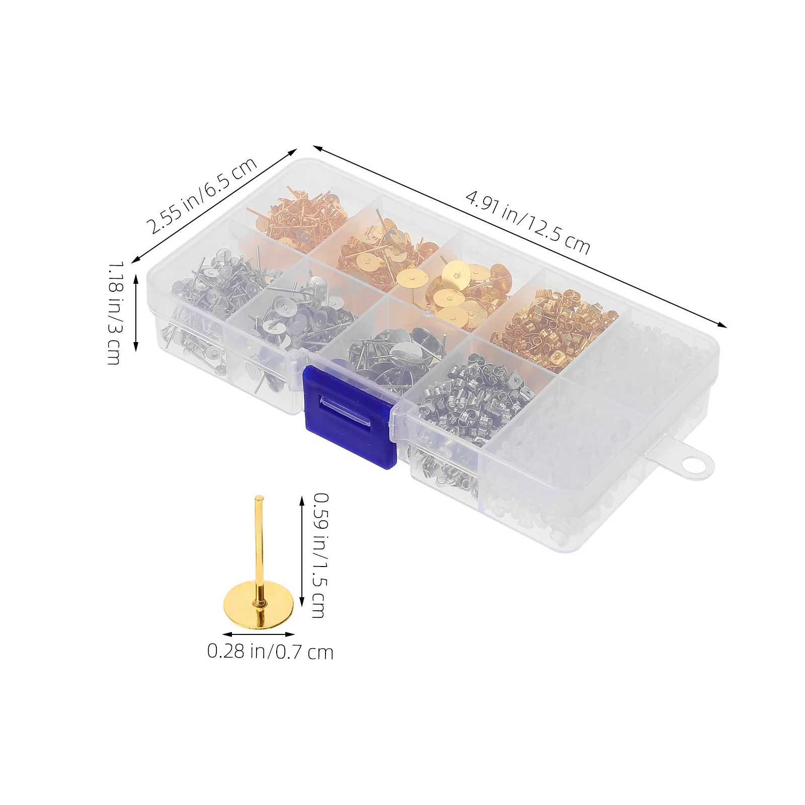 1 صندوق فارغ المشاركات وسادة مسطحة لتقوم بها بنفسك القرط صنع قاعدة للمجوهرات الحرف لوازم الأذن الحافة إعدادات القرط المعدني الفراغات
