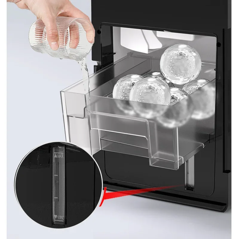 Home-Use Spherical Ice Maker, Whiskey-Specific Ice Maker, 10KG/24H, Makes 2 Cubes Per Cycle, Timer Function 220V