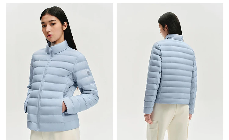 BOSIDENG Women Stand Collar Quilted Goose Down Jacket Cloud Light Slim Minimalist Warm Portable Outerwear