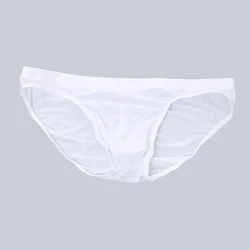 Ice Silk Panties Sexy Men's Ultra Thin Underwear Translucent Briefs Men Penis Pouch Underpants Lingerie Low Waist Bikini