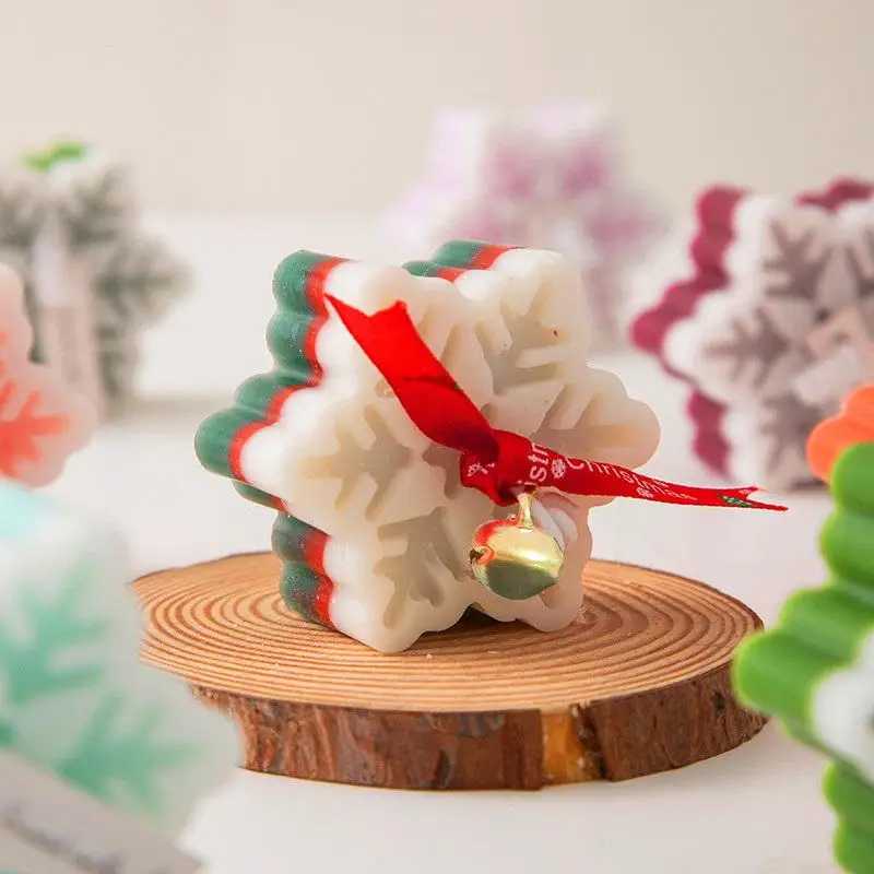 قطعة واحدة من شمعة الروائح على شكل ندفة الثلج - ديكور منزلي إبداعي لعيد الميلاد والشتاء، هدية تذكارية احتفالية