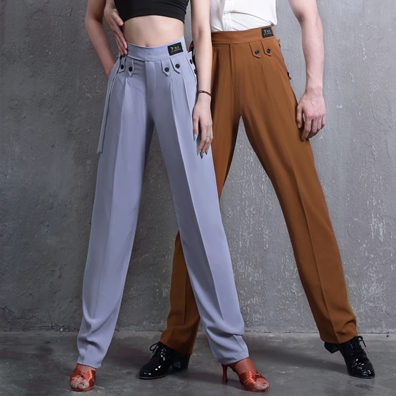 Couple Dance Pants Standard Latin Dance Clothes For Women Men Practice High Waist Ballroom Dance Competition Trousers DNV14154