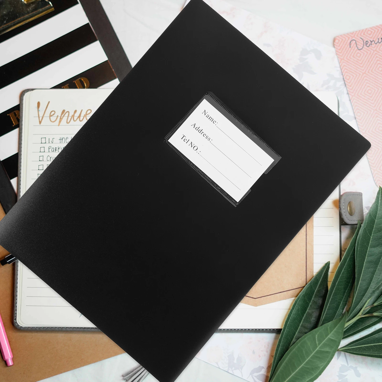 

2 Pcs Folder File Envelope Paper Folders Storage School Black Office Supplies Document