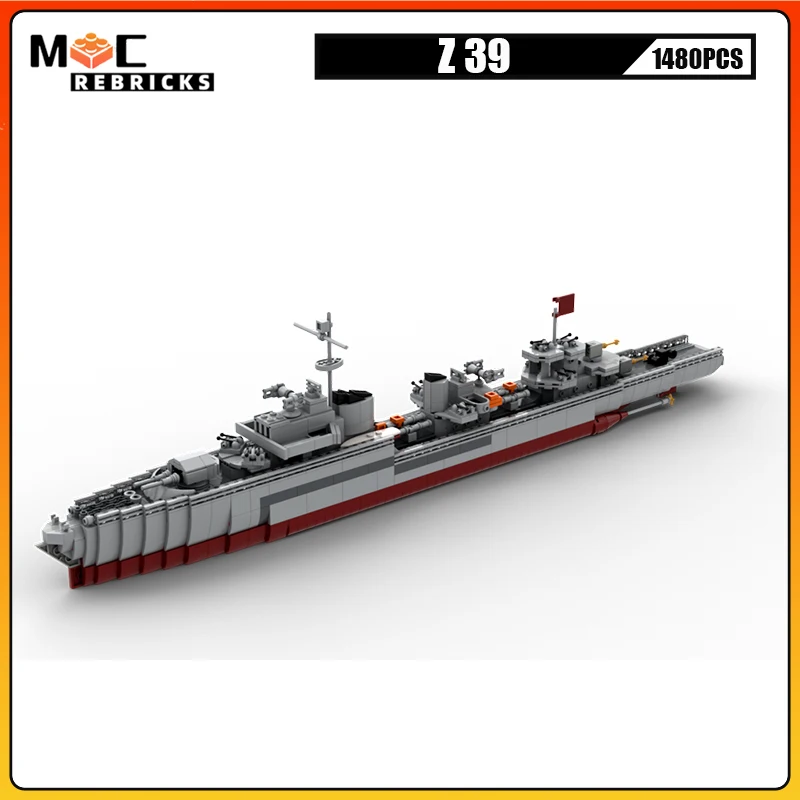 Military Warship Series Z-39 Battleship MOC-30678 Building Block DIY Model Bricks Toys Collection Expert Xmas Gifts 1480PCS