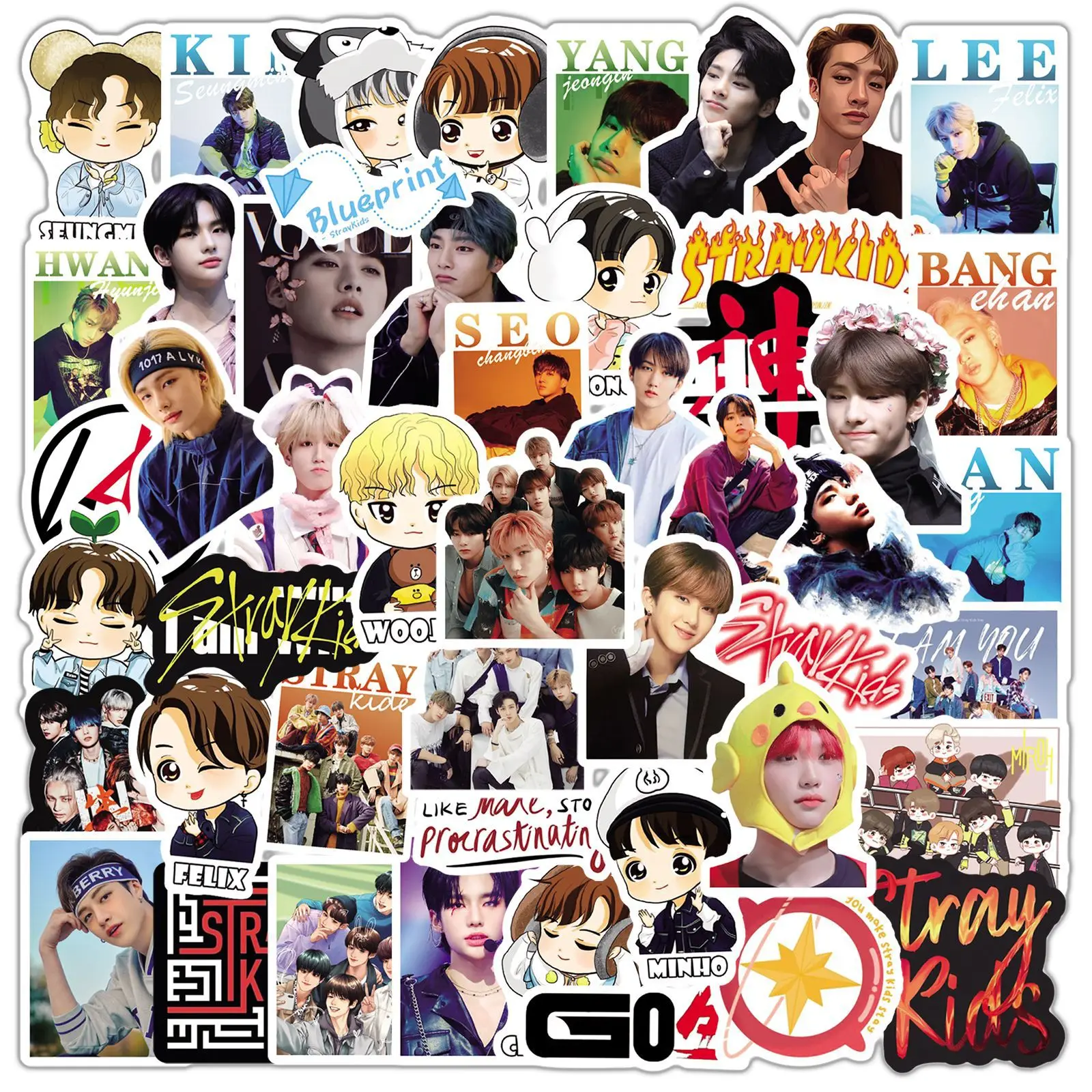 

2026 50pcs Stray Kids Skzoo KPop Music Group Stray Kids Do It New Album Ipad Water Cup Graffiti Decorative Sticker Gift Spot