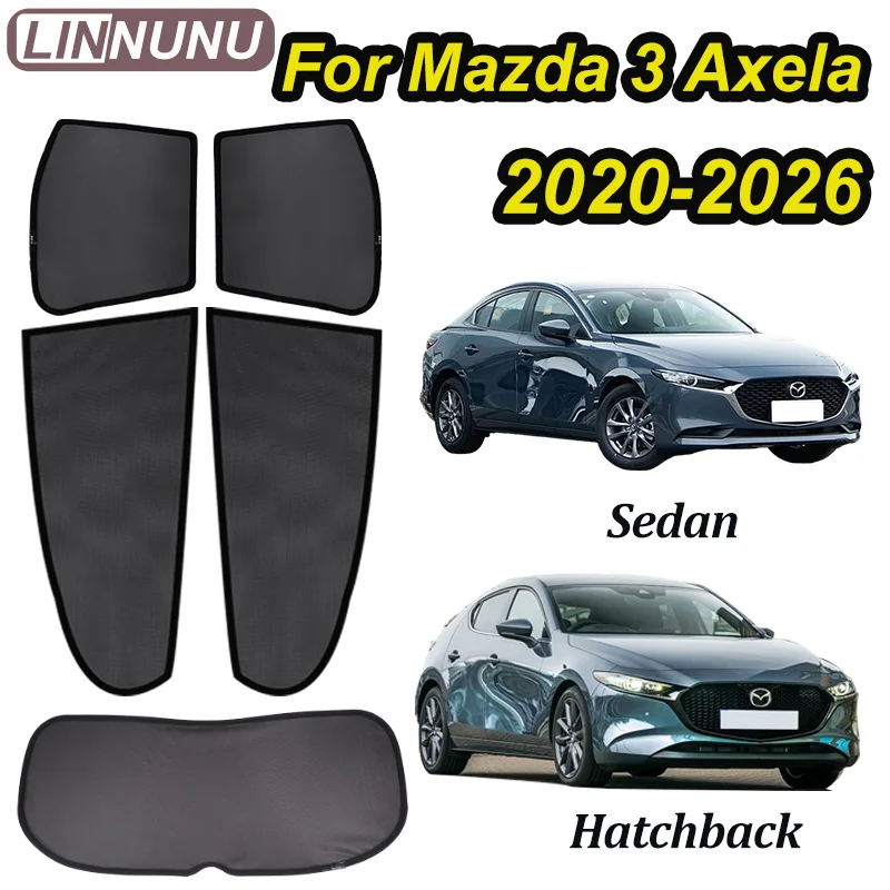 

LINNUNU Magnetic Car sunshade For Mazda 3 Axela BP 2019-2026 windows mesh curtain UV protection Sunscreen Insulation accessories