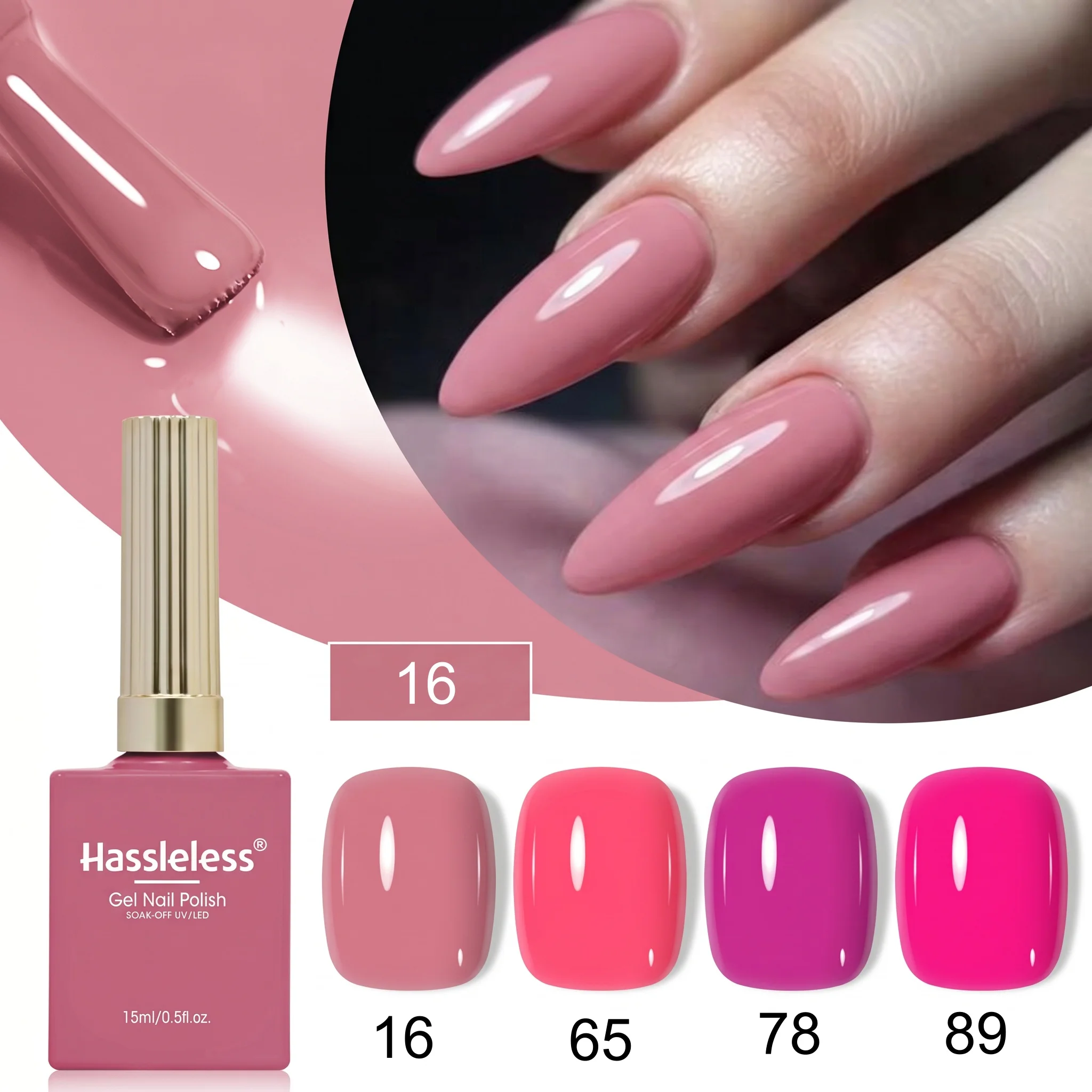 Hassleless 4-Piece Nail Gel Polish Set, Suitable for All Seasons, Semi-Permanent, Easy to Apply, DIY Nail Design, Colorful Nail Polish Set, Is a Great Holiday or Birthday Gift for Friends.
