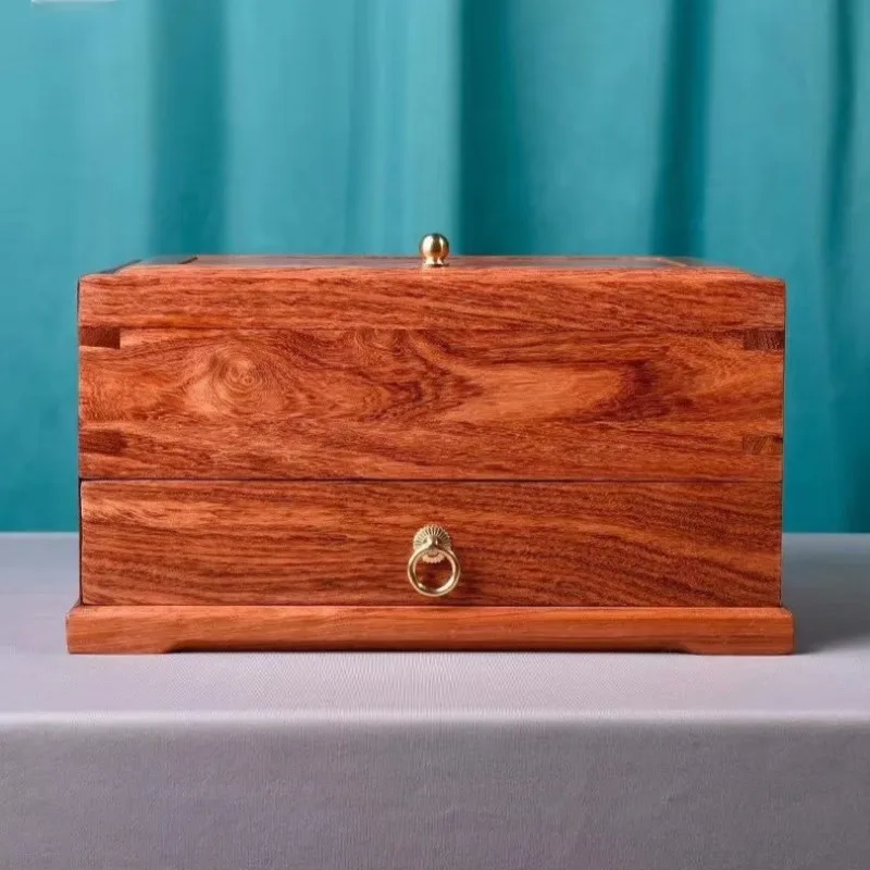 Drawer Jewelry Box Necklace Trinket Organizer Boxes Solid Wood Multi Layer Jewellery Case Wedding Ring Bracelet Storage Cases