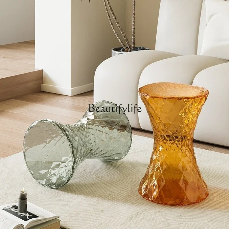 

z.Acrylic round stool home living room creative transparent crystal low stool