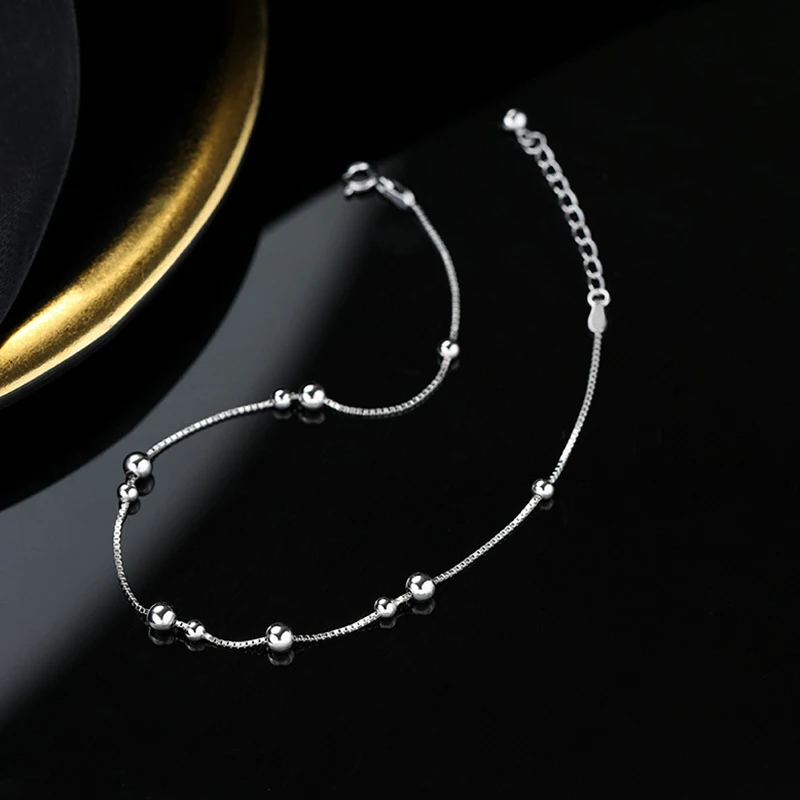 925 Sterling Silver Geometric Round Bead Ankle Chain 2024 New Sexy Ankle Chain Jewelry Fashion Jewelry Birthday Gift