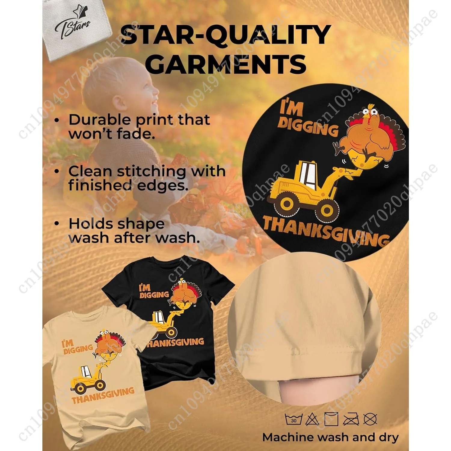 เสื้อยืดเด็ก Tstars I'm Digging Thanksgiving - เสื้อยืดลายรถแทรกเตอร์ไก่งวงสุดน่ารักสำหรับเด็กวัยหัดเดินทั้งชายและหญิง ชุดวันหยุด