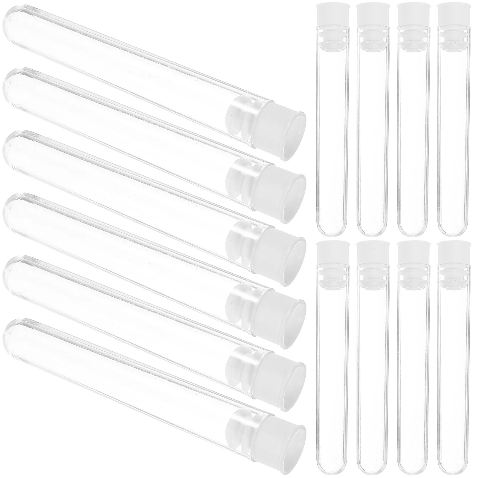 50 Stück Reagenzgläser, kleine Röhrchen für Kinder, tragbare Kunststoffaufbewahrung mit Deckel, transparente Deckel für Kinder