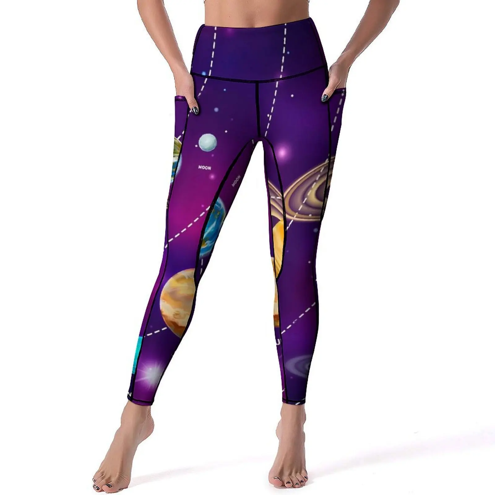 

Space Planets Leggings Sexy Solar System Print Gym Yoga Pants Push Up Stretch Sport Legging Pockets Casual Pattern Leggins