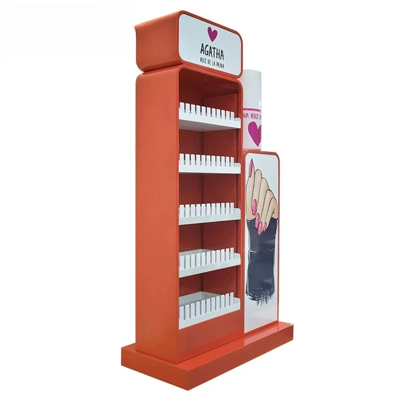 Luxury Modern Design Acrylic Nail Polish Display Rack Custom Cosmetic Floor Display Stand Model