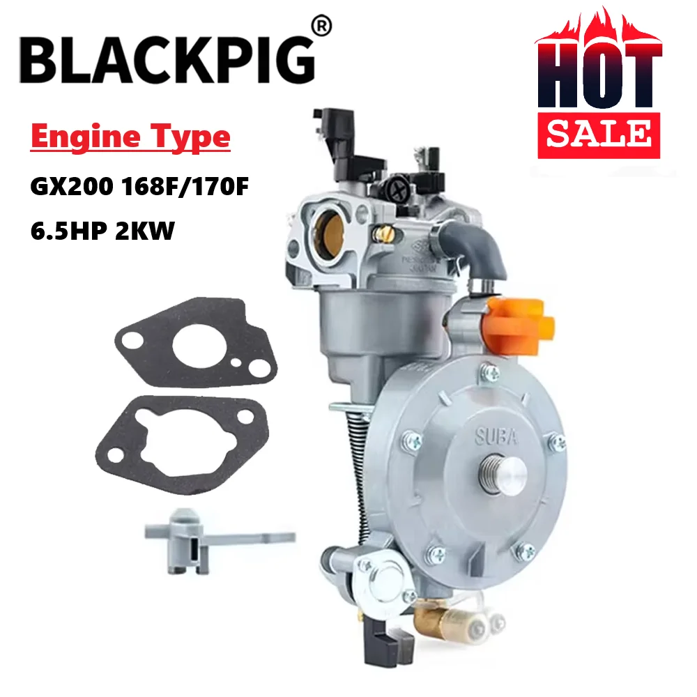 

GX200 170F 168F 3KW Комплект карбюратора двигателя для сжиженного нефтяного газа, двойное преобразование топлива для бензоли, детали водяного насоса двигателя 6,5 л.с. P19-LPG