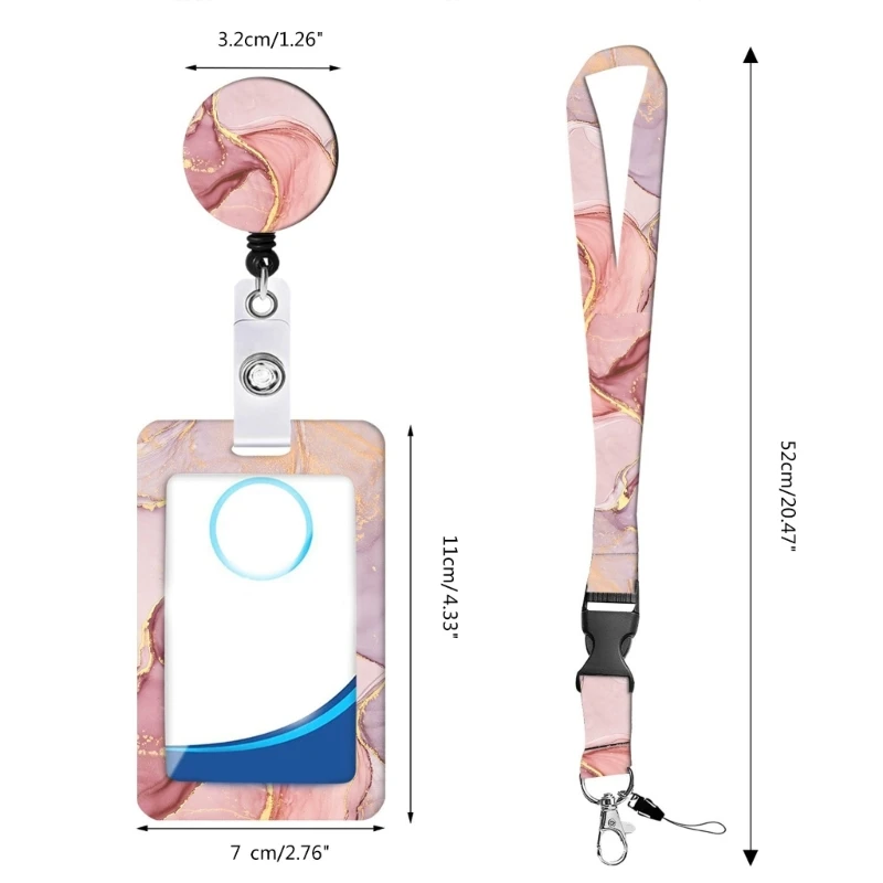 Retractable Badge Reels & Name Card Holder Set for Student, Badge Holder with Retractable Reels Clip and Lanyard