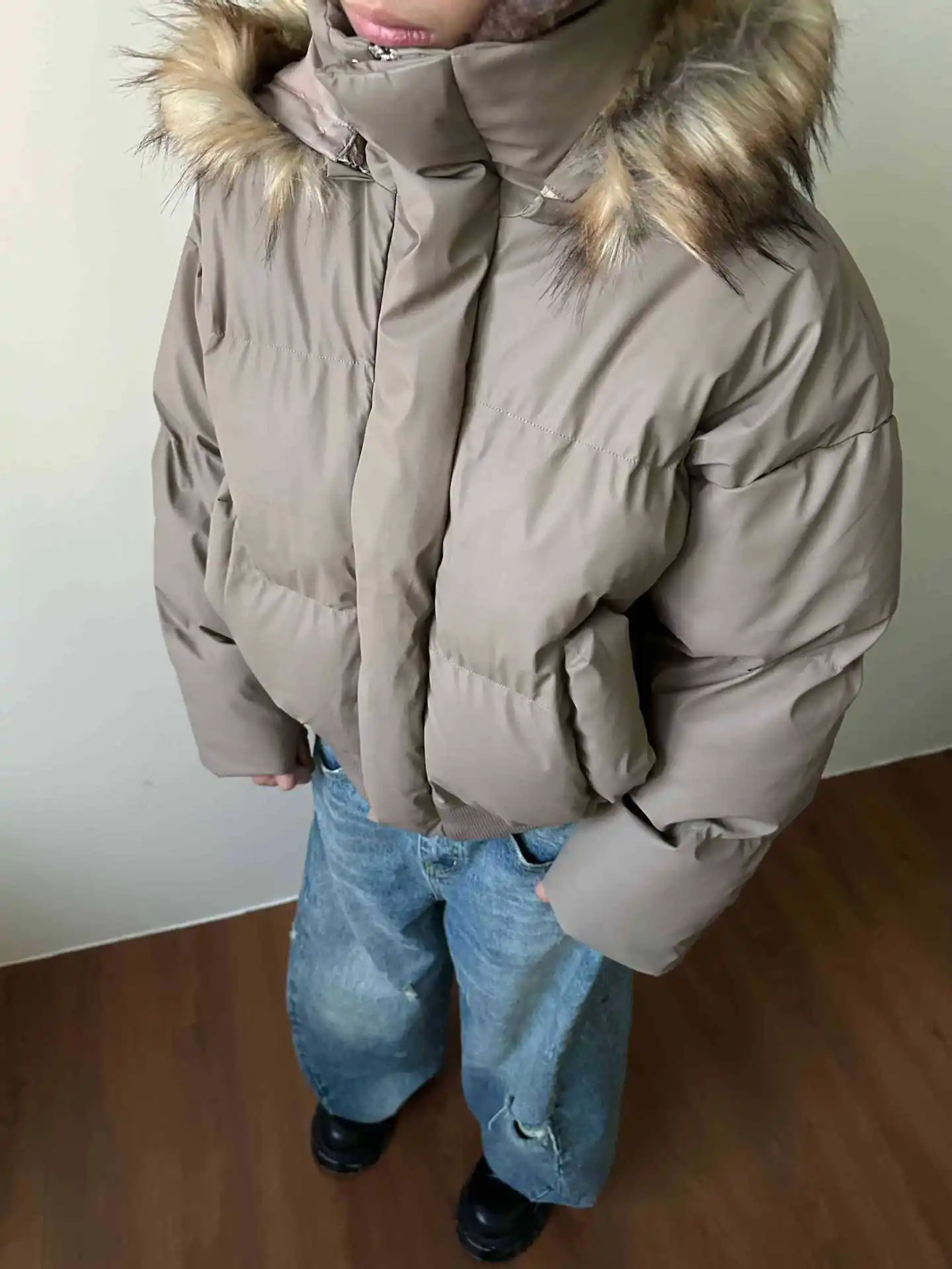 

Утолщенная зимняя хлопковая куртка унисекс из искусственной кожи в стиле ретро со съемным меховым воротником, теплое пальто, женское стильное модное