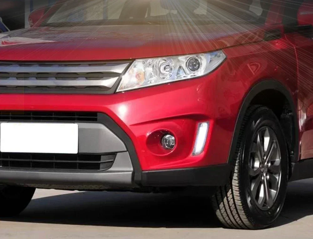 1Set For Suzuki Vitara 2015 2016 2017 2018 2019 2020 Car LED Daytime Running Light DRL Fog lamp with yellow Turn Signal