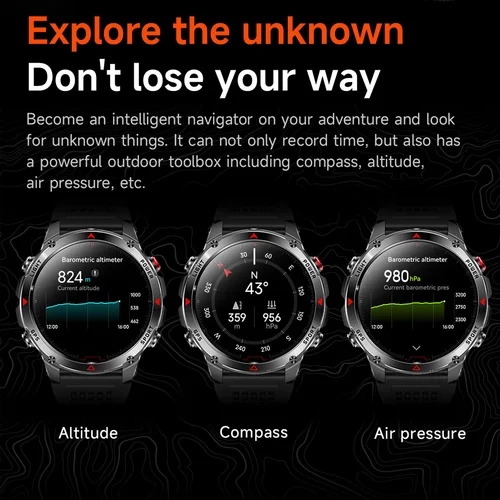 Imagen 2 del producto 2025 nuevo reloj inteligente deportivo GPS 1,46 ""HD linterna LED 540 MAH hombres 100 + deportes 3ATM brújula impermeable llamada inalámbrica Smartwatch
