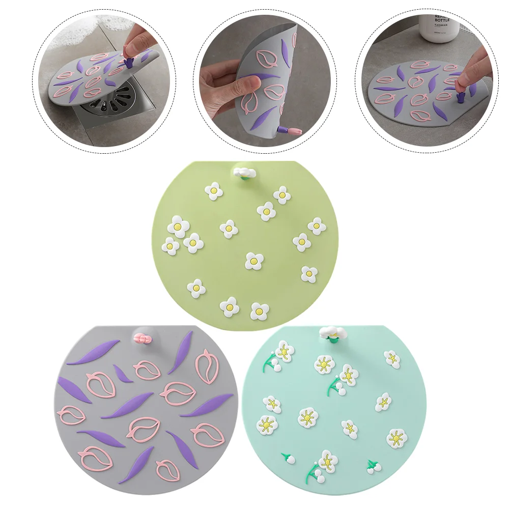 

3 Pcs Drain Cover Floor Shower Odors Stoppers Bathtub for Sewer Draining Covers Toilet Filtering