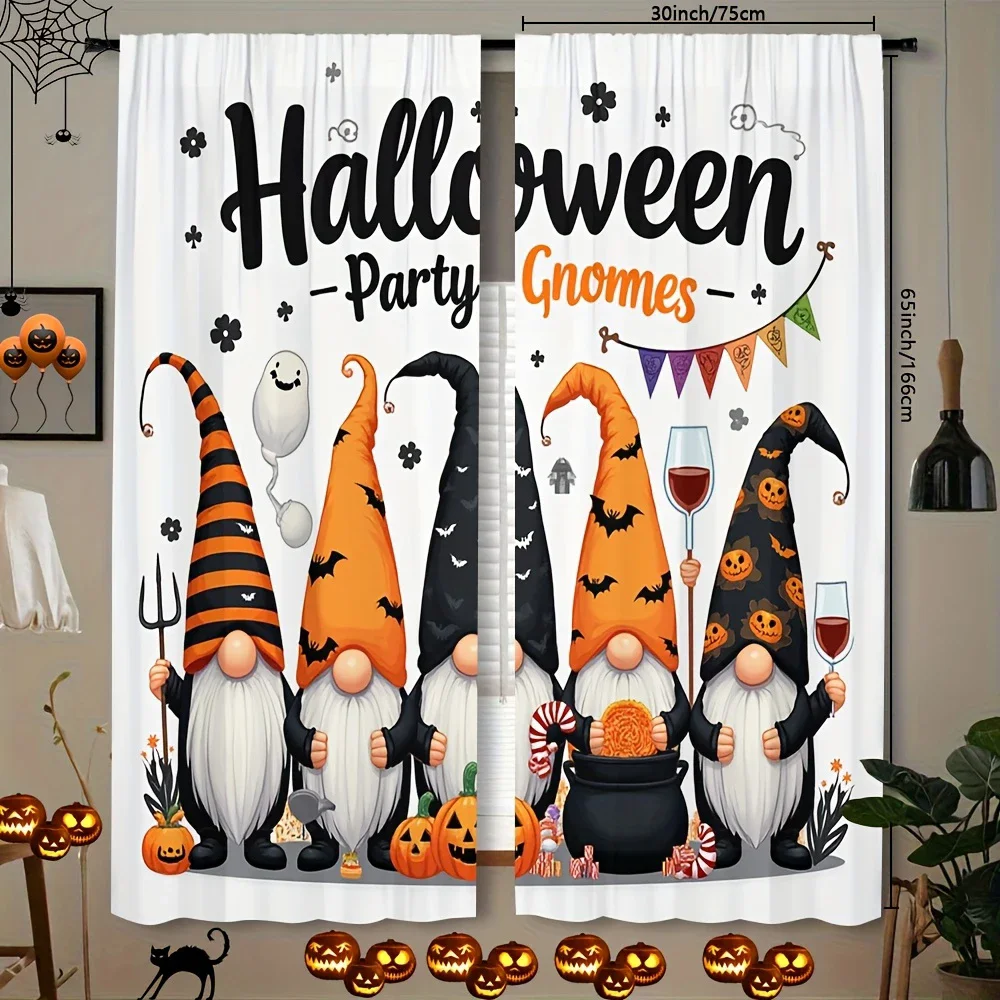 

2 шт.-шторы с принтом гномов для вечеринки в честь Хэллоуина, шторы для сумок на шесте, украшение для дома, украшение комнаты