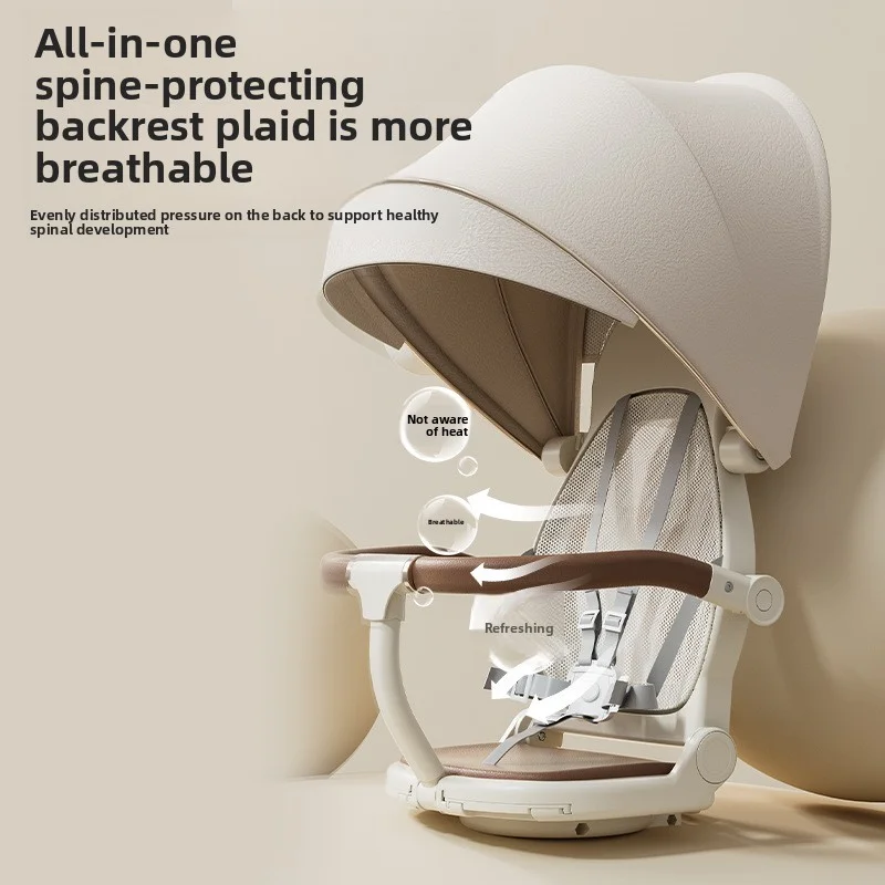 

Baby Walking Helper, Lightweight Foldable Stroller, Reversible Seat Lie Flat Travel System, Canopy & Basket