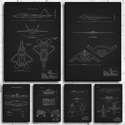 World Famous Airplane Tank Drawing Modern Painting Home Decoration Art Wall Decor Picture Military Fan Room Living Canvas Poster